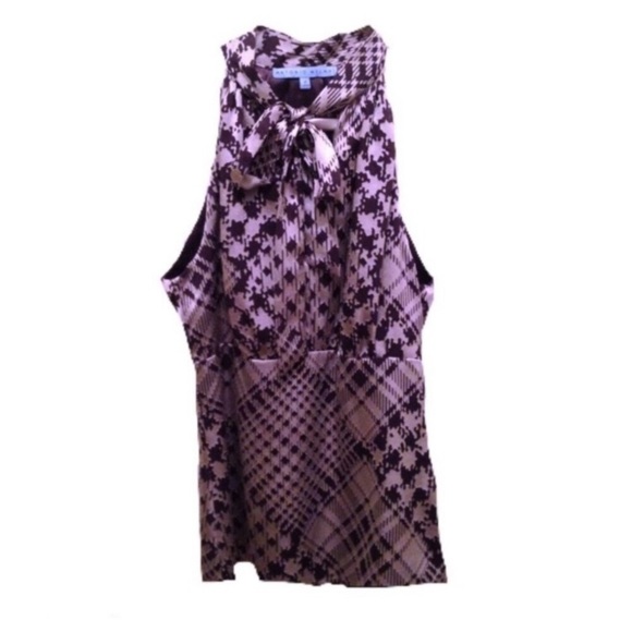 ANTONIO MELANI Tops - NWT Antonio Melani silver grey pussy bow Lexa sleeveless top blouse Sz 2